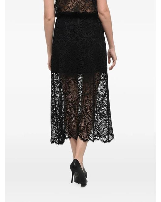 Beaufille Black Macramé Lace Skirt