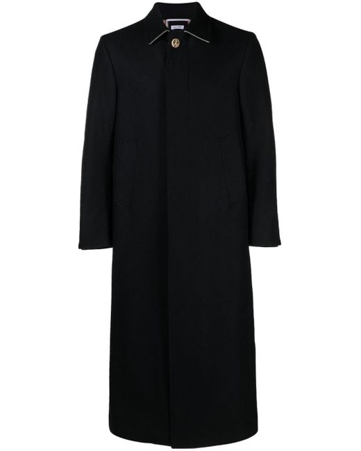Thom Browne Einreihiger Mantel mit Knopfverschluss in Black für Herren