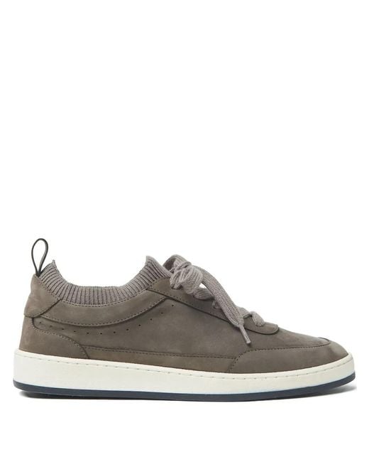 Peserico Gray Suede Sneakers for men