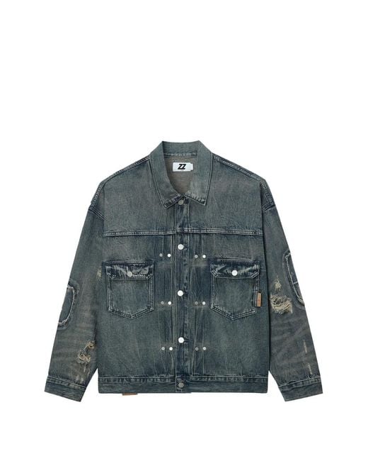 Izzue Gerafeld Denim Jack in het Green voor heren