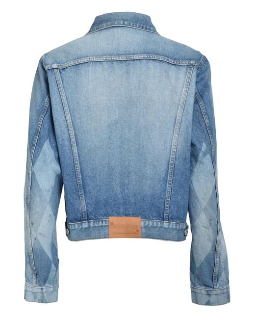 MASU Blue Diamond-Pattern Denim Jacket for men