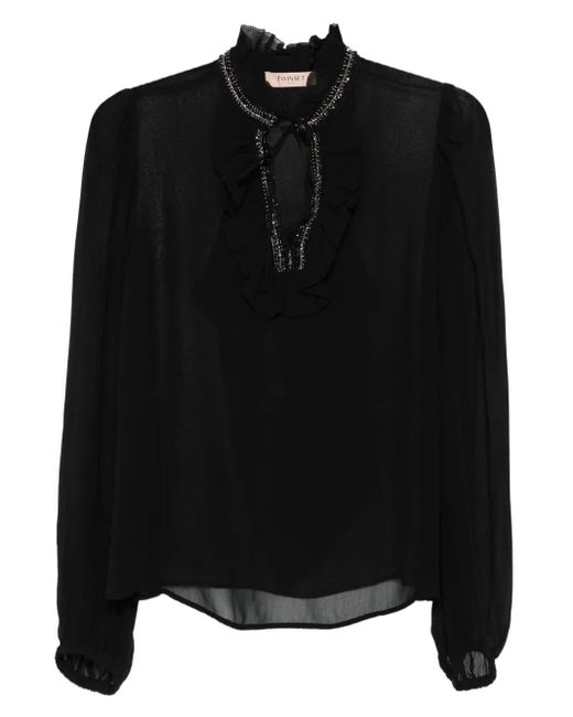 Twinset ラッフル ブラウス Black