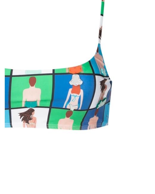 Amir Slama Blue All-Over Graphic-Print Bikini Set