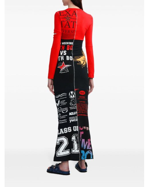 MARINE SERRE Red Jeans-Minikleid im Patchwork-Look
