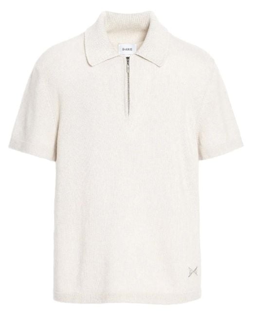 Barrie White Zip-Neck Polo Top for men