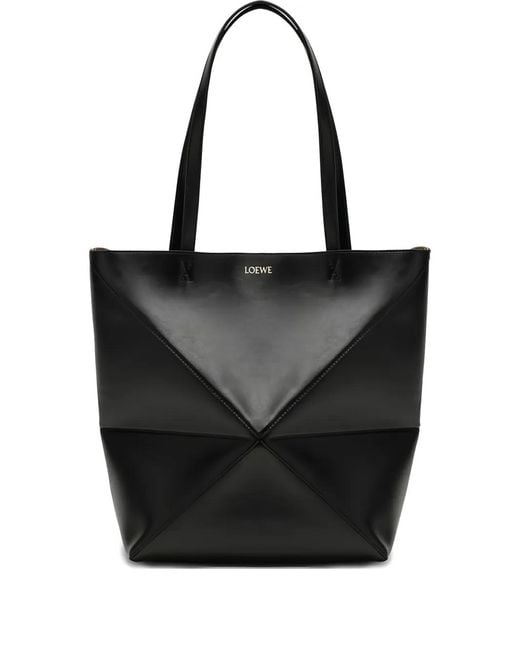 Loewe Black Medium Puzzle Fold Tote Bag