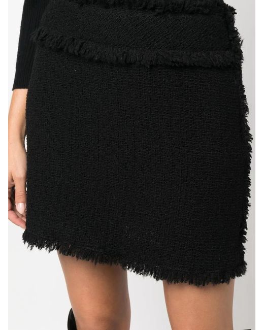 Alberta Ferretti Black Tweed-Design Mini Skirt