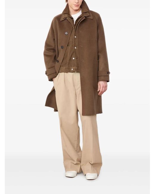 Officine Generale Natural Patch-Pocket Wool Coat for men