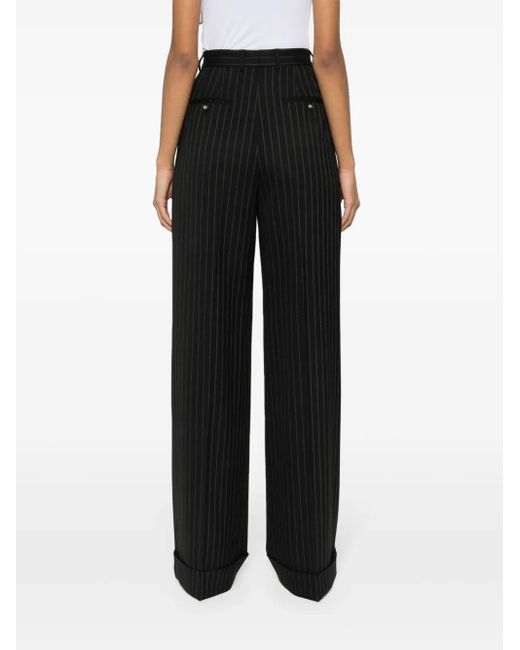 Dolce & Gabbana Black Pinstriped Wide-Leg Trousers
