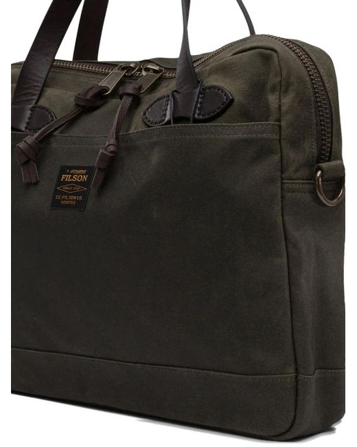 Filson Black Logo-Patch Cotton Shoulder Bag for men