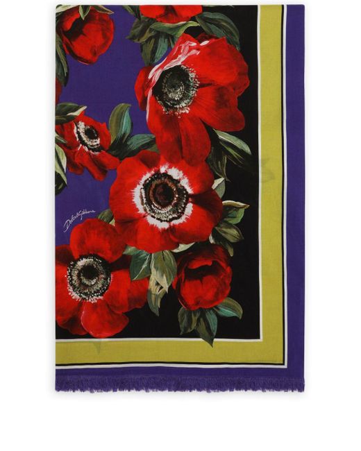 Dolce & Gabbana Black Kaftan aus Baumwolle mit Blumen-Print