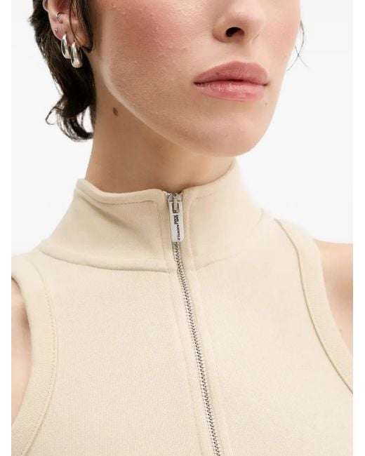 Karl Lagerfeld Natural Zip-Up Sleeveless Top