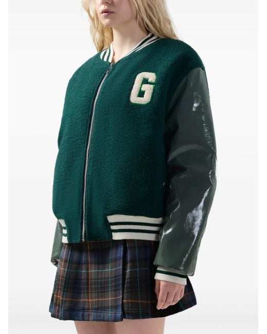 Gcds Green Letterman Zip Jacket