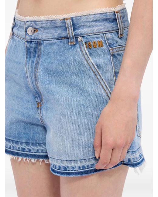 MSGM Blue Short À Bords Francs
