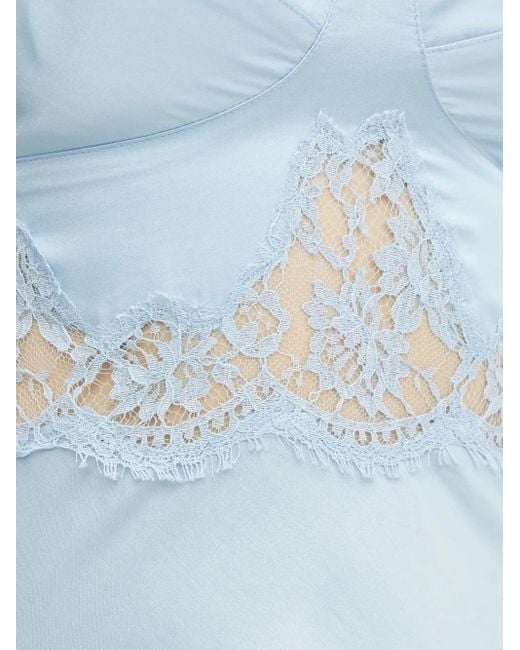 Ermanno Scervino White Lace-Insert Slip Midi Dress