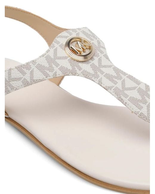 MICHAEL Michael Kors White Val Logo-Plaque Round-Toe Sandals