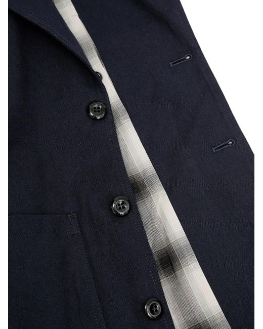 KENZO Blue Floral-Embroidered Button-Up Shirt Jacket for men