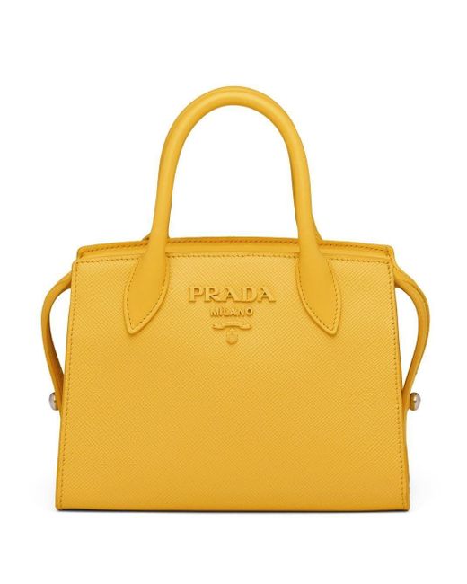 Prada Shopper mit Logo-Schild in Gelb | Lyst DE