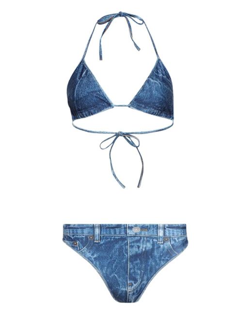 Balenciaga Blue Trompe L'Oeil Bikini Im Jeans-Look