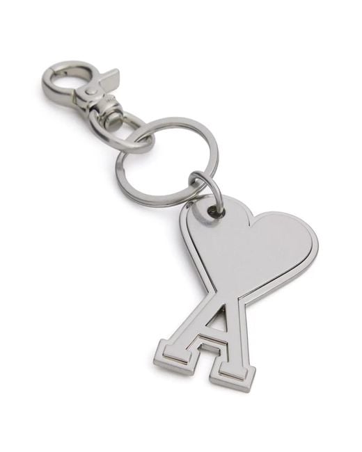 AMI White Metallic Ami De Coeur Keyring