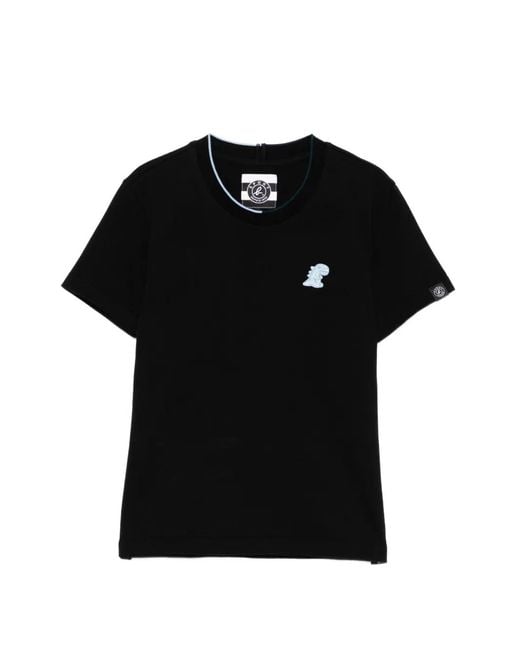 SPORT b. by agnès b. Black Logo-Embroidered Round Neck T-Shirt