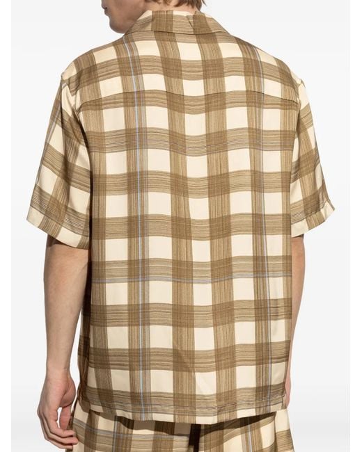 Jil Sander Metallic Checked-Pattern Short-Sleeve Shirt for men
