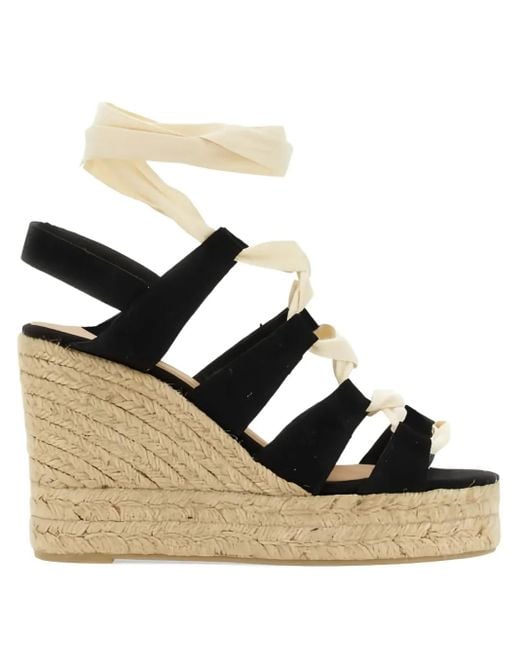 Castaner Black 110Mm Lace-Up Wedge Heeled Espadrilles