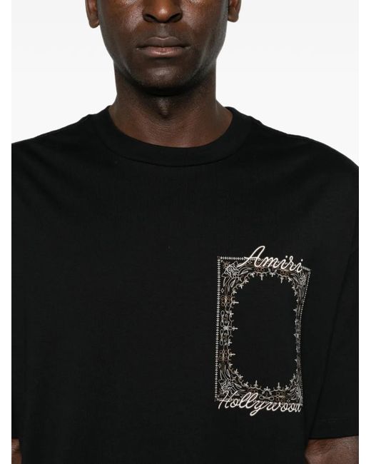 Amiri Black Logo-Print Cotton T-Shirt for men