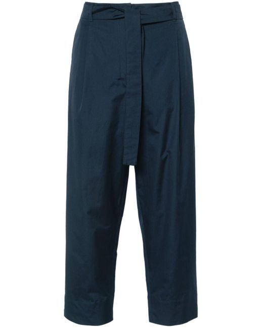 Max Mara Blue Pleat-detail Cotton Trousers