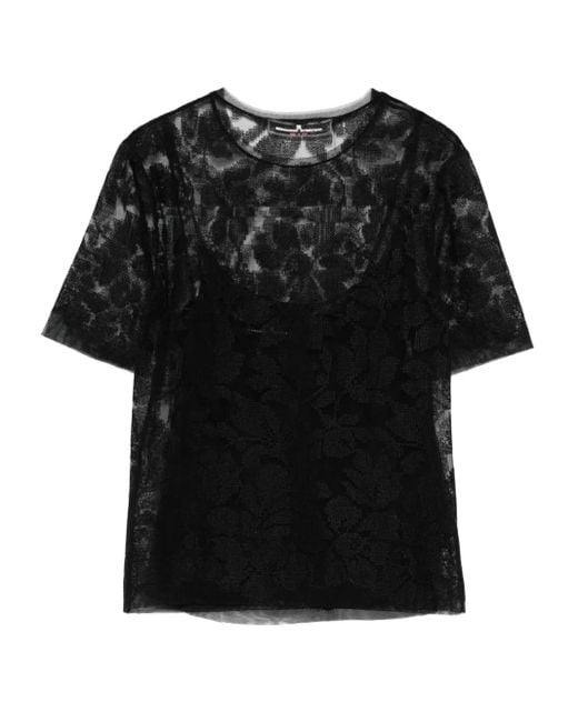 Ermanno Scervino Top Met Bloemenkant in het Black