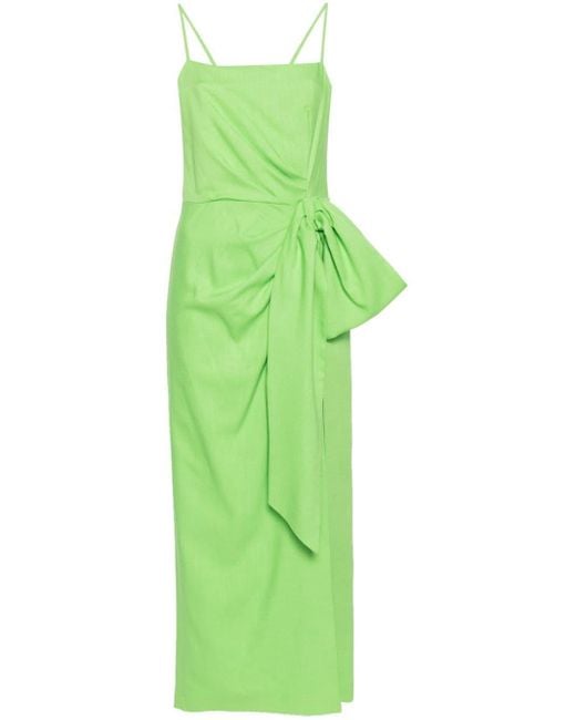 MSGM Green Gathered-detail Maxi Dress