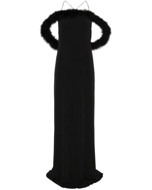 Coperni Black Boa Halo Maxi Dress