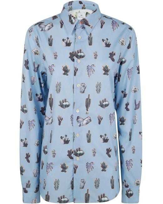 メンズ Paul Smith プリント シャツ Blue