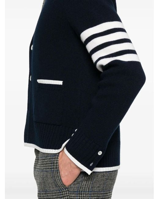 Thom Browne Black 4-Bar Stripe Virgin Wool Cardigan for men