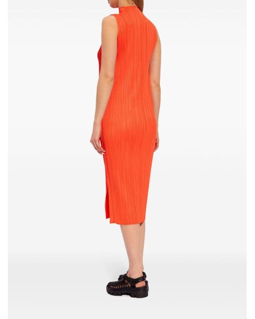 Pleats Please Issey Miyake Red Monthly Colors: April Pleated Midi Dress