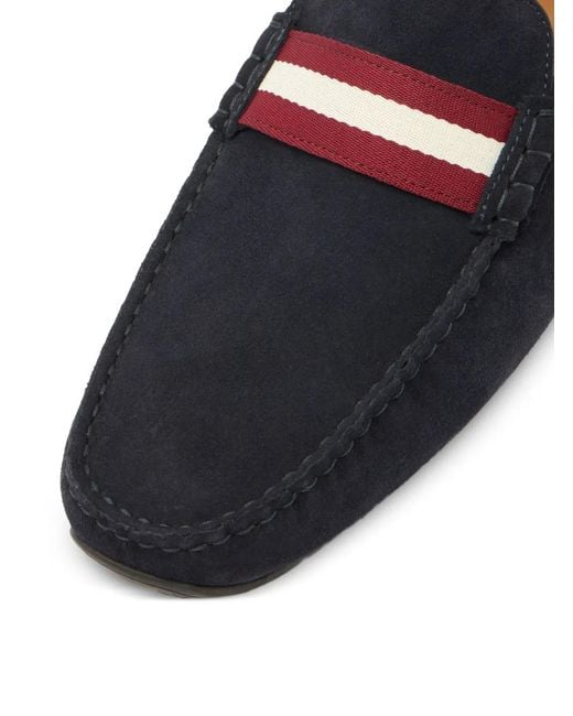 Bally White Mocassins Pilot À Détails Rayés for men