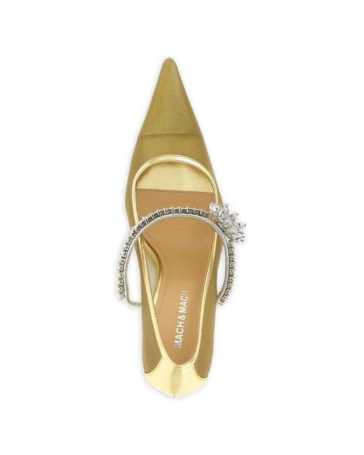 Mach & Mach Metallic Flower-Detail Pointed Pumps