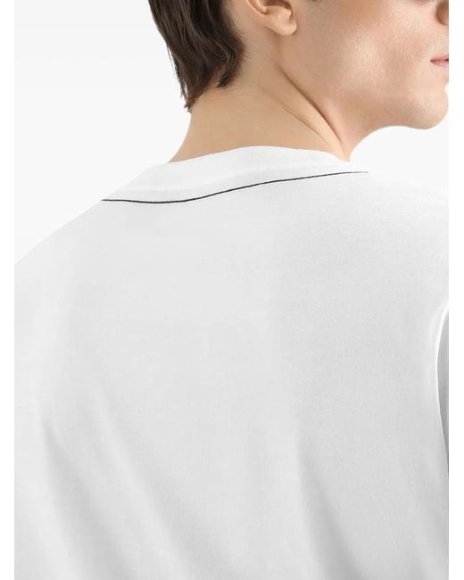 Dolce & Gabbana White Cotton T-Shirt With Embroidery for men