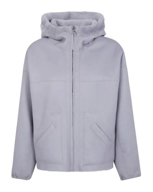 Blancha Blue Hooded Reversible Fur Jacket