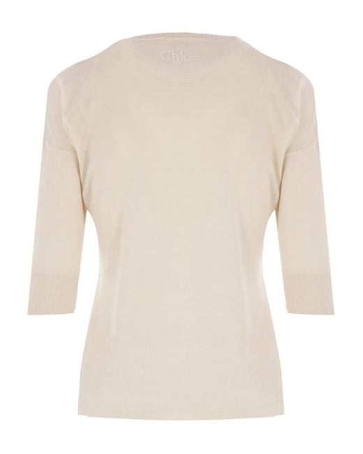 Chloé White Henley Top