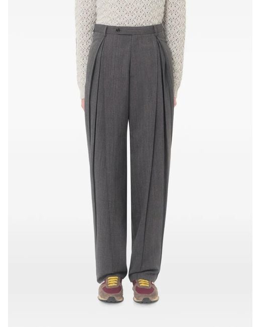 Valentino Garavani Gray Pinstripe Wool Pants With Pleats for men