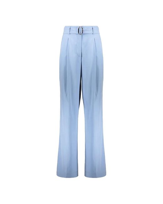 Moorer Blue Pleated-Detail Belted Trousers
