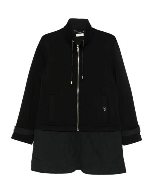 Liu Jo Black Quilted-Panel Zip-Up Scuba Jacket