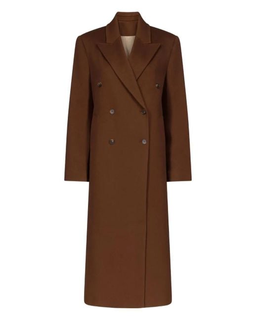 Loulou de Saison Brown Peak Lapel Double-Breasted Coat