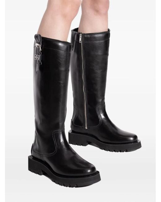 Ganni Black Chunky Buckle Boots
