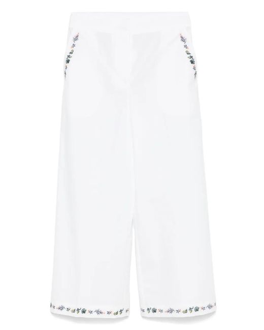 Marella Embroidered Trousers White