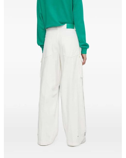 Benetton White Wide-Leg Cargo Jeans