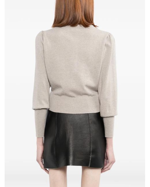 N.Peal Cashmere White Lace Trim Crew Neck Cardigan