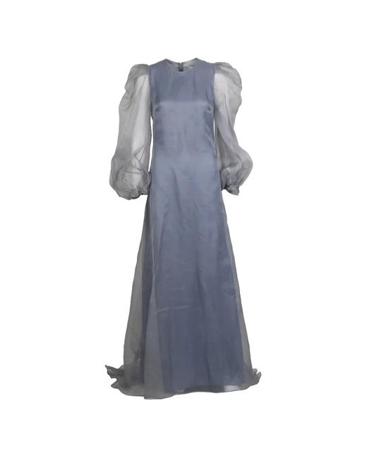 Valentino Garavani Blue Puff-Sleeve Maxi Dress