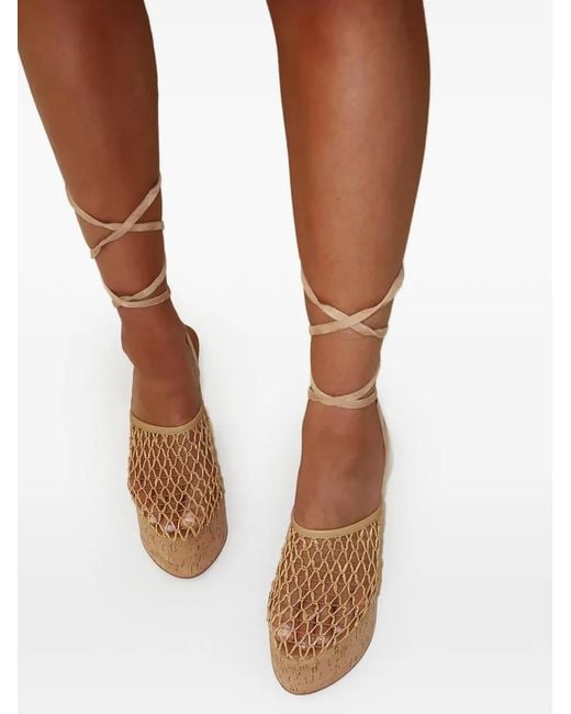 Naked Wolfe Natural Iris Mesh-Panelled Cork Sandals